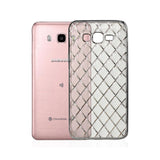 REIKO SAMSUNG GALAXY J7 FLEXIBLE 3D RHOMBUS PATTERN TPU CASE WITH SHINY FRAME IN CLEAR