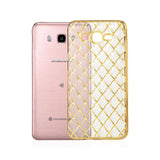 REIKO SAMSUNG GALAXY J7 FLEXIBLE 3D RHOMBUS PATTERN TPU CASE WITH SHINY FRAME IN GOLD