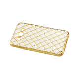 REIKO SAMSUNG GALAXY J7 FLEXIBLE 3D RHOMBUS PATTERN TPU CASE WITH SHINY FRAME IN GOLD