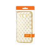 REIKO SAMSUNG GALAXY J7 FLEXIBLE 3D RHOMBUS PATTERN TPU CASE WITH SHINY FRAME IN GOLD