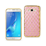 REIKO SAMSUNG GALAXY J7 FLEXIBLE 3D RHOMBUS PATTERN TPU CASE WITH SHINY FRAME IN PINK