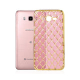 REIKO SAMSUNG GALAXY J7 FLEXIBLE 3D RHOMBUS PATTERN TPU CASE WITH SHINY FRAME IN PINK