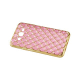 REIKO SAMSUNG GALAXY J7 FLEXIBLE 3D RHOMBUS PATTERN TPU CASE WITH SHINY FRAME IN PINK