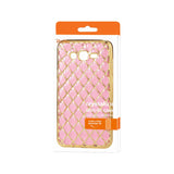 REIKO SAMSUNG GALAXY J7 FLEXIBLE 3D RHOMBUS PATTERN TPU CASE WITH SHINY FRAME IN PINK
