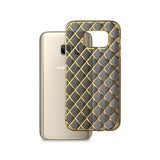 REIKO SAMSUNG GALAXY S7 FLEXIBLE 3D RHOMBUS PATTERN TPU CASE WITH SHINY FRAME IN BLACK