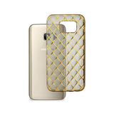 REIKO SAMSUNG GALAXY S7 FLEXIBLE 3D RHOMBUS PATTERN TPU CASE WITH SHINY FRAME IN GOLD