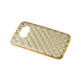 REIKO SAMSUNG GALAXY S7 FLEXIBLE 3D RHOMBUS PATTERN TPU CASE WITH SHINY FRAME IN GOLD