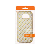 REIKO SAMSUNG GALAXY S7 FLEXIBLE 3D RHOMBUS PATTERN TPU CASE WITH SHINY FRAME IN GOLD
