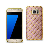 REIKO SAMSUNG GALAXY S7 FLEXIBLE 3D RHOMBUS PATTERN TPU CASE WITH SHINY FRAME IN PINK