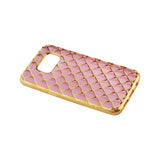 REIKO SAMSUNG GALAXY S7 FLEXIBLE 3D RHOMBUS PATTERN TPU CASE WITH SHINY FRAME IN PINK