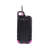 REIKO SAMSUNG GALAXY S3 DROPPROOF WORKOUT HYBRID CASE WITH HOOK IN BLACK HOT PINK