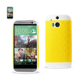 REIKO HTC ONE M8 HYBRID CASE WITH CARD HOLDER IN WHITE YELLOW