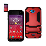 REIKO KYOCERA HYDRO WAVE HYBRID METALLIC CASE WITH KICKSTAND IN BLACK RED