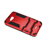 REIKO KYOCERA HYDRO WAVE HYBRID METALLIC CASE WITH KICKSTAND IN BLACK RED