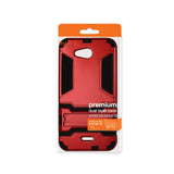 REIKO KYOCERA HYDRO WAVE HYBRID METALLIC CASE WITH KICKSTAND IN BLACK RED
