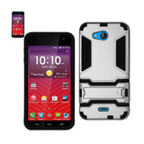 REIKO KYOCERA HYDRO WAVE HYBRID METALLIC CASE WITH KICKSTAND IN BLACK SILVER