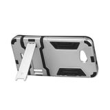 REIKO KYOCERA HYDRO WAVE HYBRID METALLIC CASE WITH KICKSTAND IN BLACK SILVER