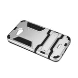 REIKO KYOCERA HYDRO WAVE HYBRID METALLIC CASE WITH KICKSTAND IN BLACK SILVER