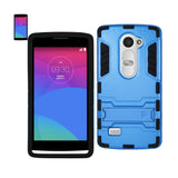 REIKO LG LEON HYBRID METALLIC CASE WITH KICKSTAND IN BLACK BLUE