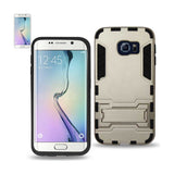 REIKO SAMSUNG GALAXY S6 EDGE HYBRID METALLIC CASE WITH KICKSTAND IN BLACK GOLD