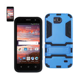 REIKO ZTE OVERTURE 2 HYBRID METALLIC CASE WITH KICKSTAND IN BLACK BLUE