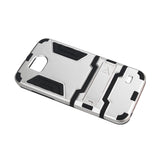REIKO ZTE OVERTURE 2 HYBRID METALLIC CASE WITH KICKSTAND IN BLACK SILVER