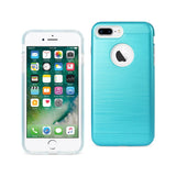 REIKO IPHONE 7 PLUS HYBRID METAL BRUSHED TEXTURE CASE IN BLUE