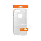 REIKO IPHONE 7 PLUS HYBRID METAL BRUSHED TEXTURE CASE IN SILVER