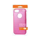 REIKO IPHONE 7 HYBRID METAL BRUSHED TEXTURE CASE IN HOT PINK