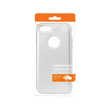 REIKO IPHONE 7 HYBRID METAL BRUSHED TEXTURE CASE IN SILVER