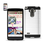 REIKO LG G STYLO HYBRID METAL BRUSHED TEXTURE CASE IN WHITE