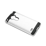 REIKO LG G STYLO HYBRID METAL BRUSHED TEXTURE CASE IN WHITE