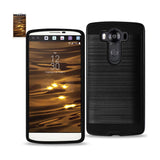 REIKO LG V10 HYBRID METAL BRUSHED TEXTURE CASE IN BLACK