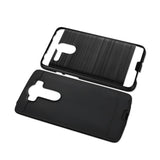 REIKO LG V10 HYBRID METAL BRUSHED TEXTURE CASE IN BLACK