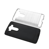 REIKO LG V10 HYBRID METAL BRUSHED TEXTURE CASE IN WHITE