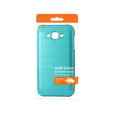 REIKO SAMSUNG GALAXY J7 HYBRID METAL BRUSHED TEXTURE CASE IN BLUE