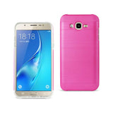 REIKO SAMSUNG GALAXY J7 HYBRID METAL BRUSHED TEXTURE CASE IN HOT PINK