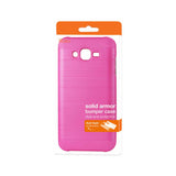 REIKO SAMSUNG GALAXY J7 HYBRID METAL BRUSHED TEXTURE CASE IN HOT PINK