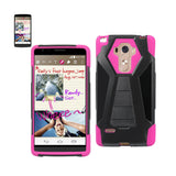REIKO LG G STYLO HYBRID HEAVY DUTY CASE WITH KICKSTAND IN HOT PINK BLACK