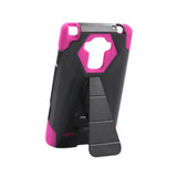 REIKO LG G STYLO HYBRID HEAVY DUTY CASE WITH KICKSTAND IN HOT PINK BLACK