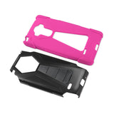 REIKO LG G STYLO HYBRID HEAVY DUTY CASE WITH KICKSTAND IN HOT PINK BLACK