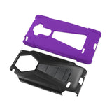 REIKO LG G STYLO HYBRID HEAVY DUTY CASE WITH KICKSTAND IN PURPLE BLACK